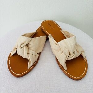Anthropologie Soludos Sandal NWT Flats Knotted Slide Ivory Cotton 8
